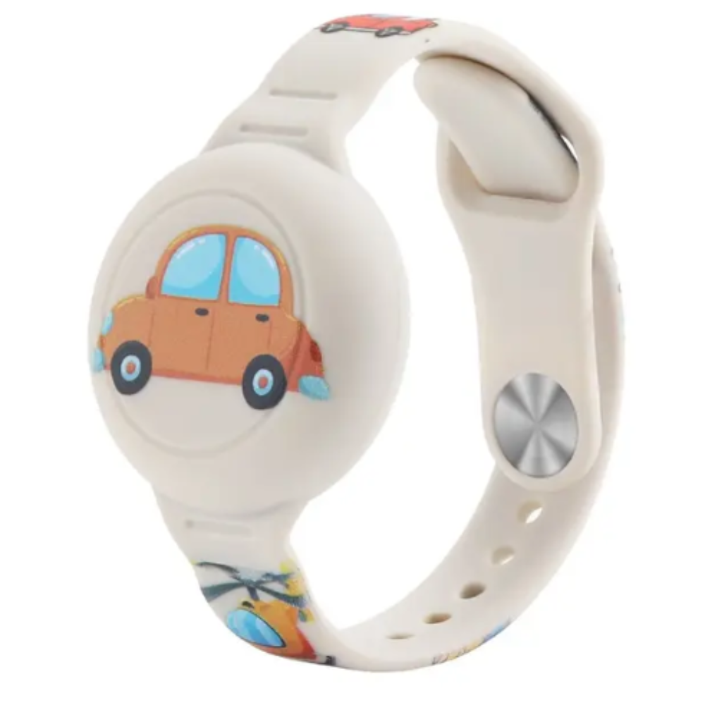 Zachte siliconen Airtag kinderarmband met vrolijke dino's, perfect voor dagelijks gebruik en kinderveiligheid.