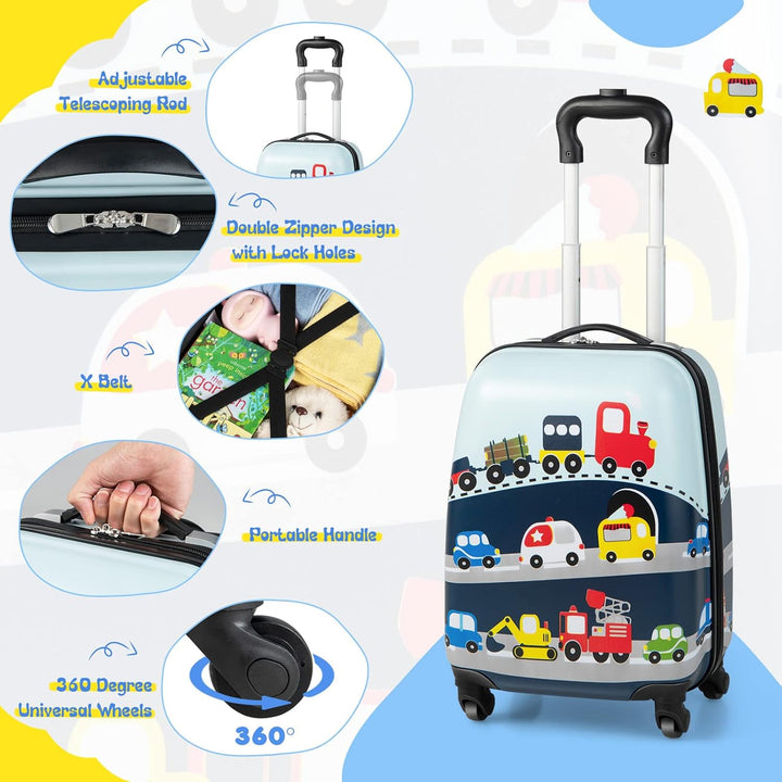 Complete kinderreisset: trolley koffer en rugzak met stoere helikopter. Ideaal voor kleine reizigers.