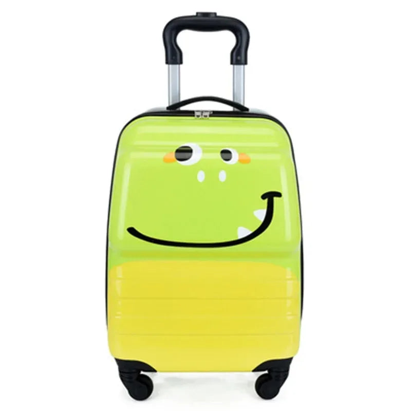 Kinderkoffer met vrolijk cartoon dierenontwerp. Duurzame trolley, perfect als handbagage voor kids.