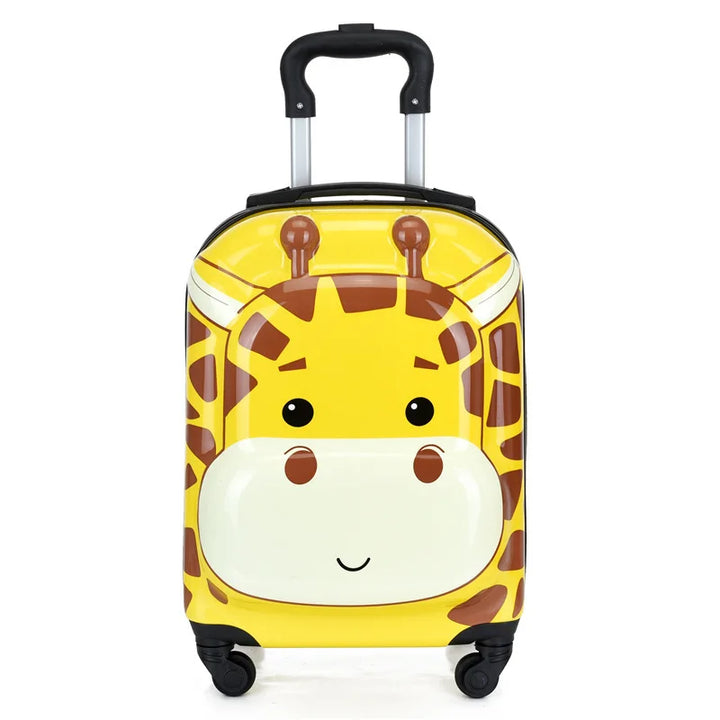 Stevige kinderkoffer met dierenprint, ideaal als handbagage trolley voor kids op schoolreis of vakantie.