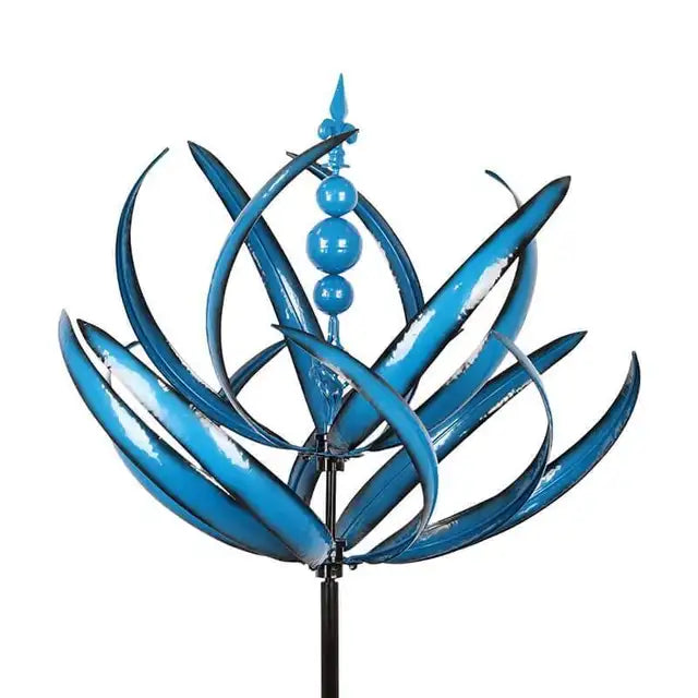 Prachtige tuindecoratie: kinetische windspinner van metaal in blauw/rood voor ontspanning buiten.