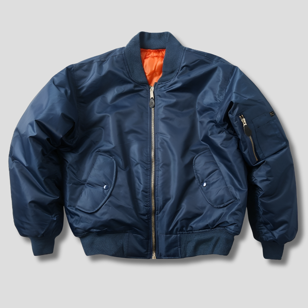 Duurzaam polyester bomberjack, ideaal als overgangsjas; klassieke buitenkleding voor dames en heren.
