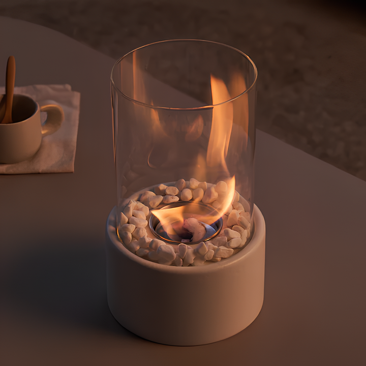 Romantische Lumora olielamp met gezellige open vlam. Perfecte sfeerverlichting thuis.