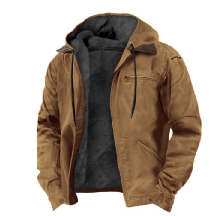 Klassieke Ryder heren hoodie jas in bruin, warm gevoerd, met capuchon, ideaal voor koude dagen en veelzijdig te combineren.