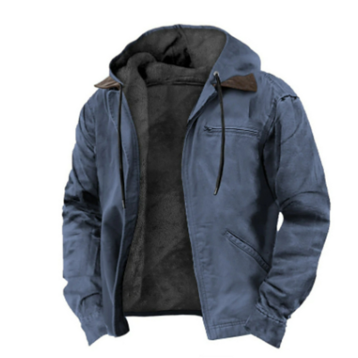 Klassieke Ryder heren hoodie jas in lichtblauw, warm gevoerd, met capuchon, ideaal voor koude dagen en veelzijdig te combineren.