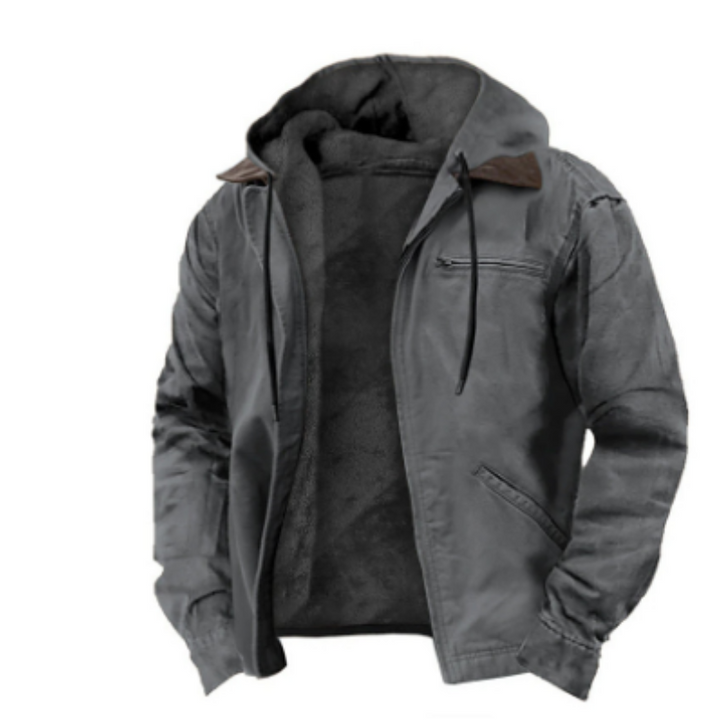 Klassieke Ryder heren hoodie jas in grijs, warm gevoerd, met capuchon, ideaal voor koude dagen en veelzijdig te combineren.