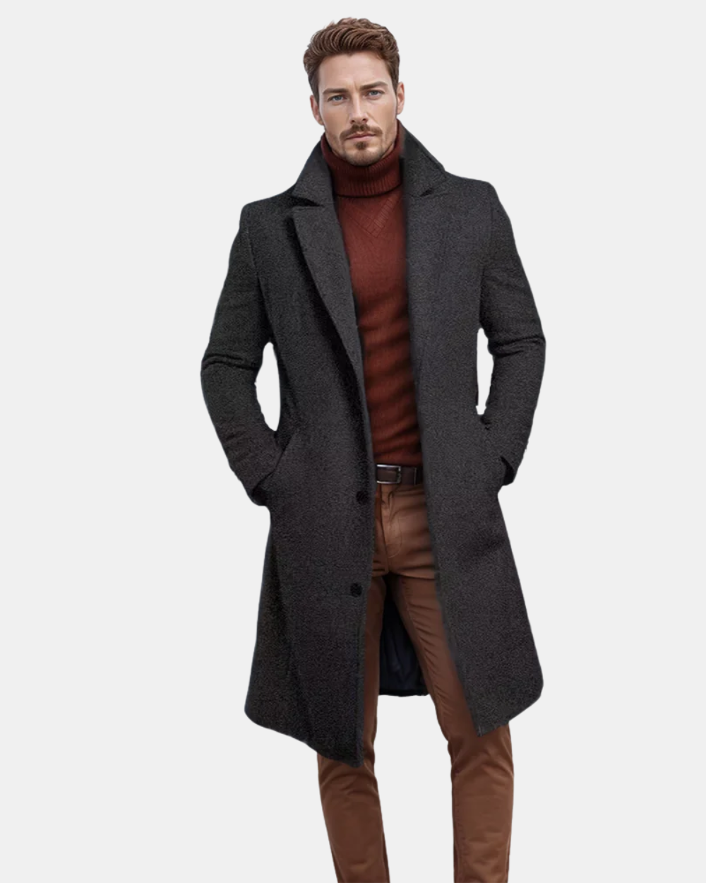 Stijlvolle heren katoenen trenchcoat in beige, met verstelbare riem, perfect voor zowel elegante als casual outfits.
