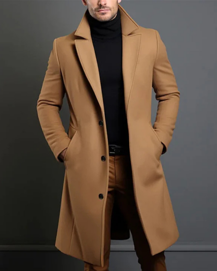 Stijlvolle heren katoenen trenchcoat in beige, met verstelbare riem, perfect voor zowel elegante als casual outfits.