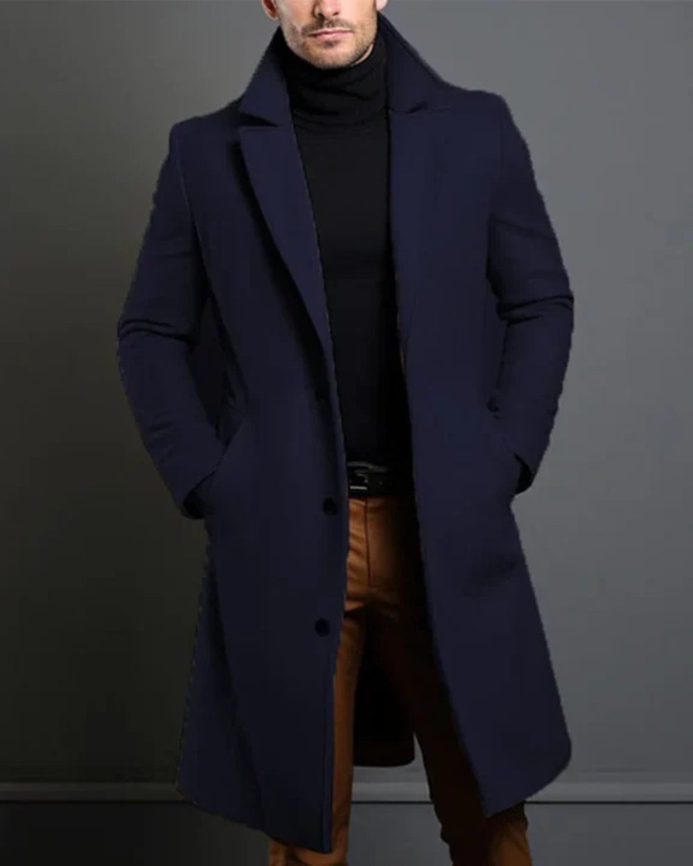 Stijlvolle heren katoenen trenchcoat in beige, met verstelbare riem, perfect voor zowel elegante als casual outfits.