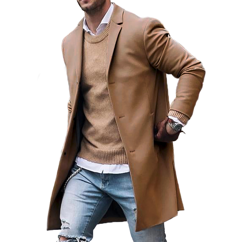 Heren Trenchcoat: Enkelrij, reverskraag, getailleerd, beschikbaar in grijs, kaki, marineblauw, rood, zwart.