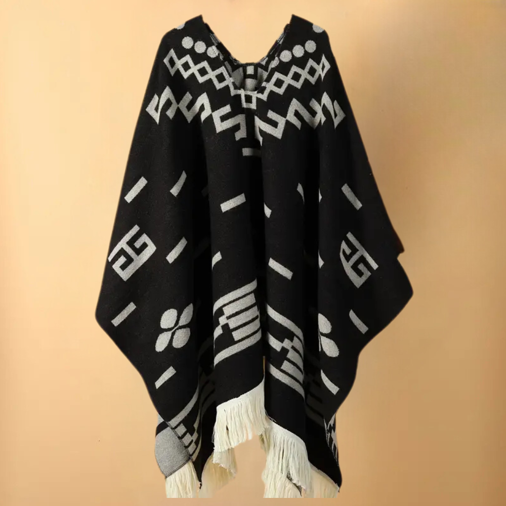 Fudus winterponcho voor heren in rood, gemaakt van polyester, biedt stijl en warmte voor koude dagen, veelzijdig te combineren.