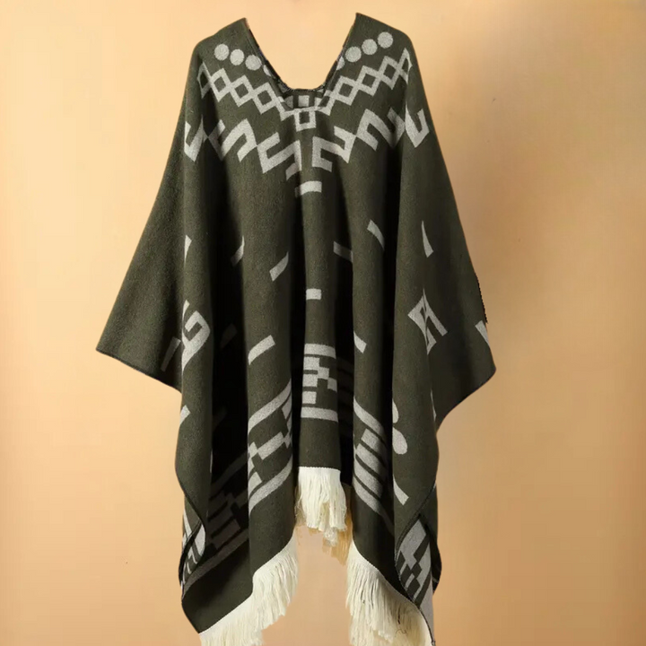 Fudus winterponcho voor heren in rood, gemaakt van polyester, biedt stijl en warmte voor koude dagen, veelzijdig te combineren.