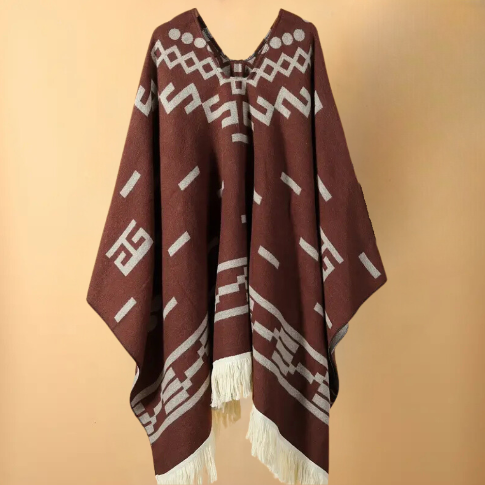 Fudus winterponcho voor heren in rood, gemaakt van polyester, biedt stijl en warmte voor koude dagen, veelzijdig te combineren.