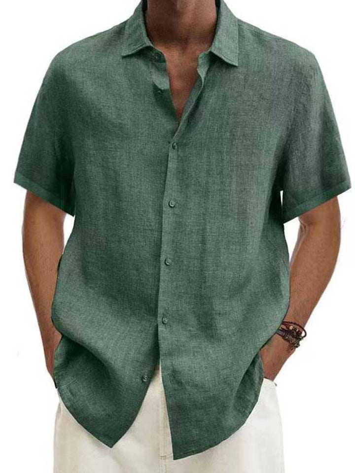 Klassiek heren linnen overhemd van 100% linnen in het blauw, ademend, ideaal voor warm weer, elegante lijnen.