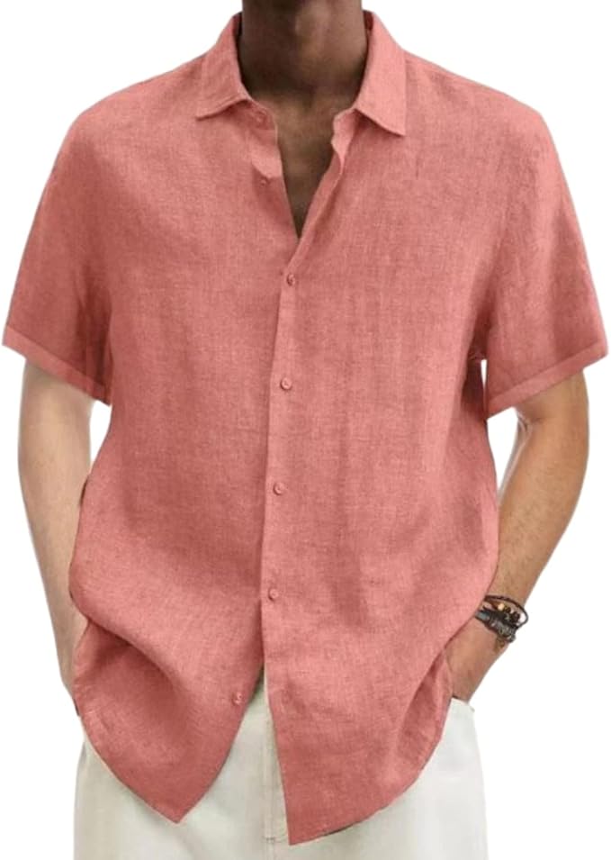 Klassiek heren linnen overhemd van 100% linnen in het blauw, ademend, ideaal voor warm weer, elegante lijnen.