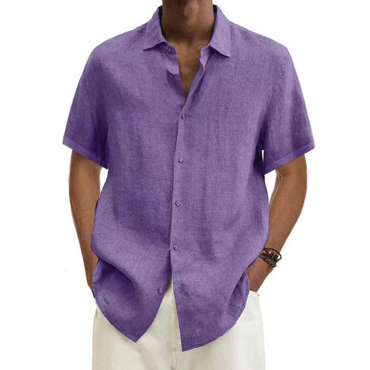Klassiek heren linnen overhemd van 100% linnen in het blauw, ademend, ideaal voor warm weer, elegante lijnen.