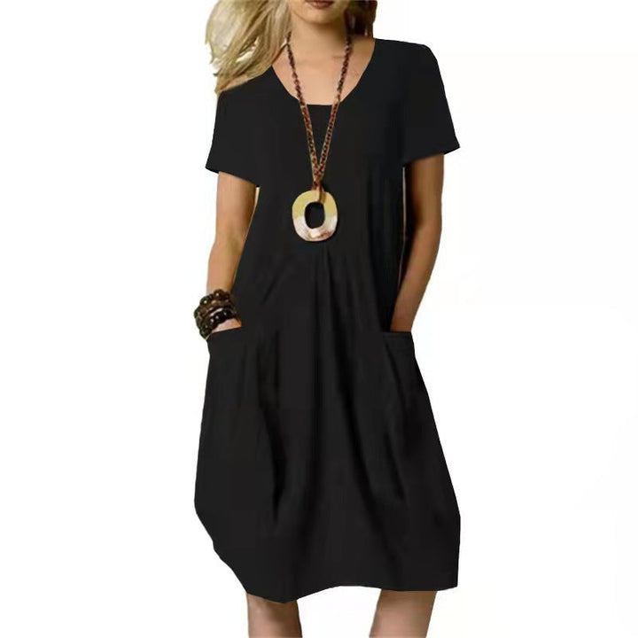 Antje dames knielange lichte zomerjurk in kaki kleur, ideaal voor ontspannen dagen, met een elegante en veelzijdige silhouet.