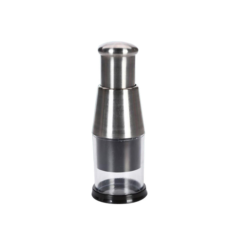 Compacte RVS knoflookpers, duurzaam en tijdbesparend voor moeiteloos knoflook persen in de keuken.