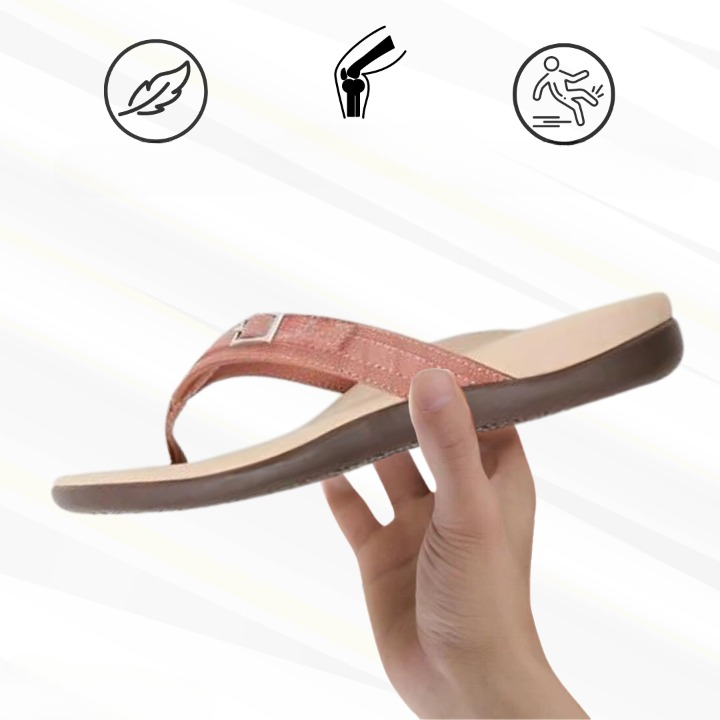 Comfortabele orthopedische damessandalen met antislipzool en teenbescherming, ideaal voor verlichting van voetpijn.