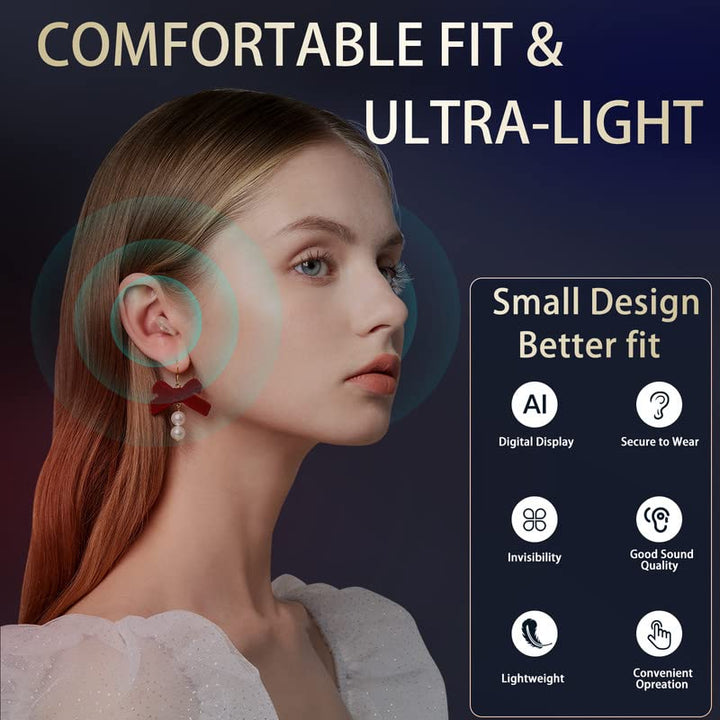 Compacte draadloze oplaadbare gehoorapparaten, elegant en discreet, voor heldere akoestiek met intelligente ruisonderdrukking.