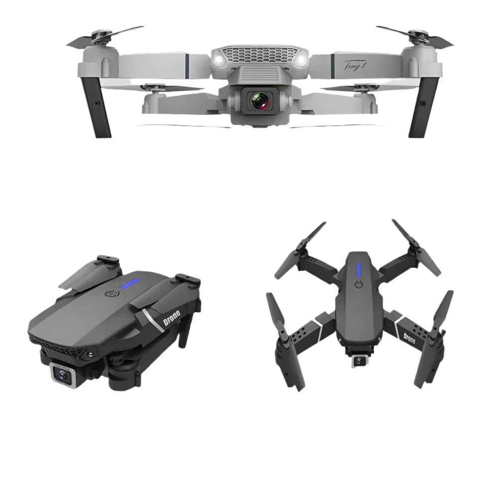 Compacte drone in de lucht, uitgerust met 4K HD camera voor adembenemende luchtopnames, stijlvol design.