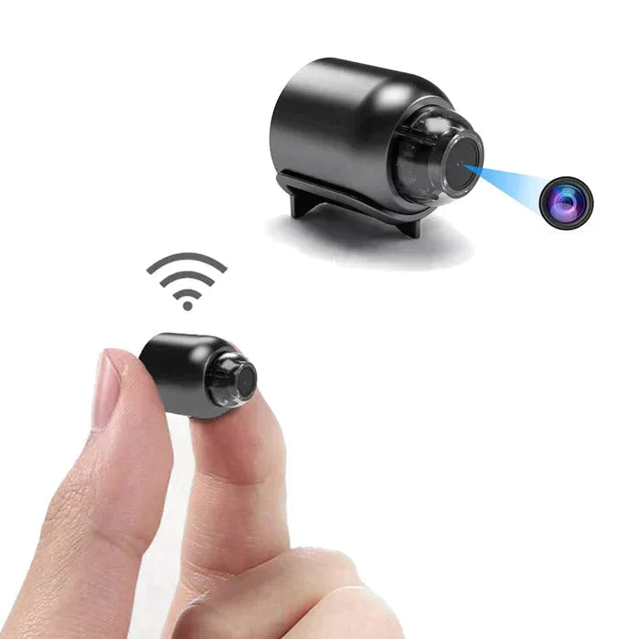 Compacte WiFi-bewakingscamera met nachtzicht, groothoeklens en HD-videokwaliteit voor binnenruimtes.
