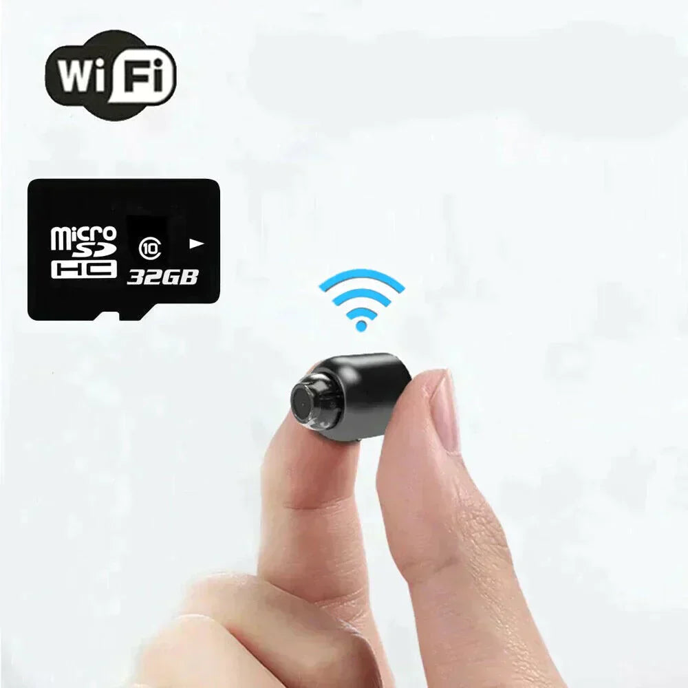 Compacte WiFi-bewakingscamera met nachtzicht, groothoeklens en HD-videokwaliteit voor binnenruimtes.