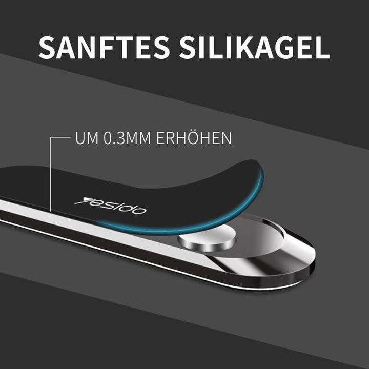 Compacte magnetische telefoonhouder op dashboard, montagevrij, sterke magneetkracht voor veilige smartphonebevestiging.