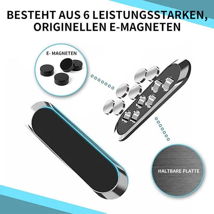 Compacte magnetische telefoonhouder op dashboard, montagevrij, sterke magneetkracht voor veilige smartphonebevestiging.