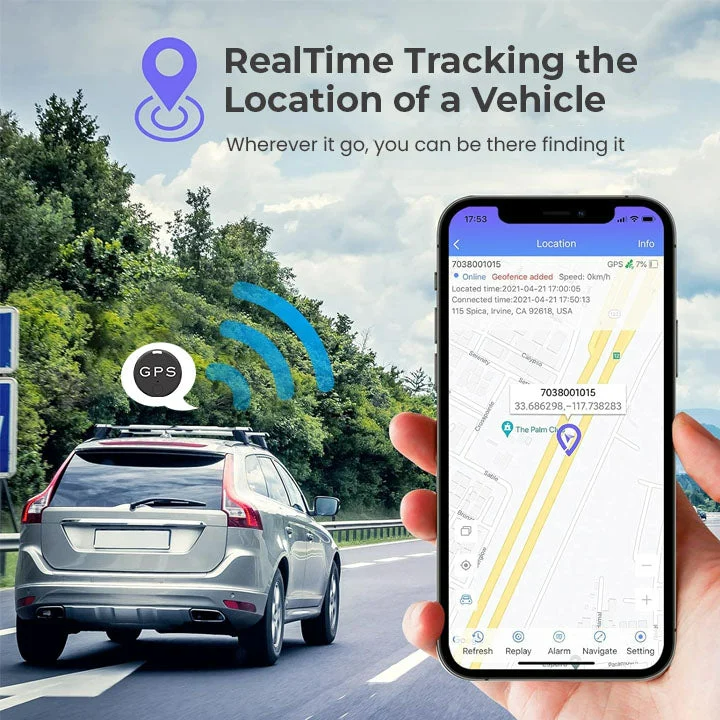Compacte MicroMag Mini GPS-tracker met magnetische bevestiging, ideaal voor realtime locatiebepaling op metalen oppervlakken.