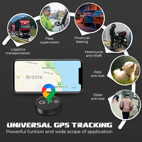 Compacte MicroMag Mini GPS-tracker met magnetische bevestiging, ideaal voor realtime locatiebepaling op metalen oppervlakken.