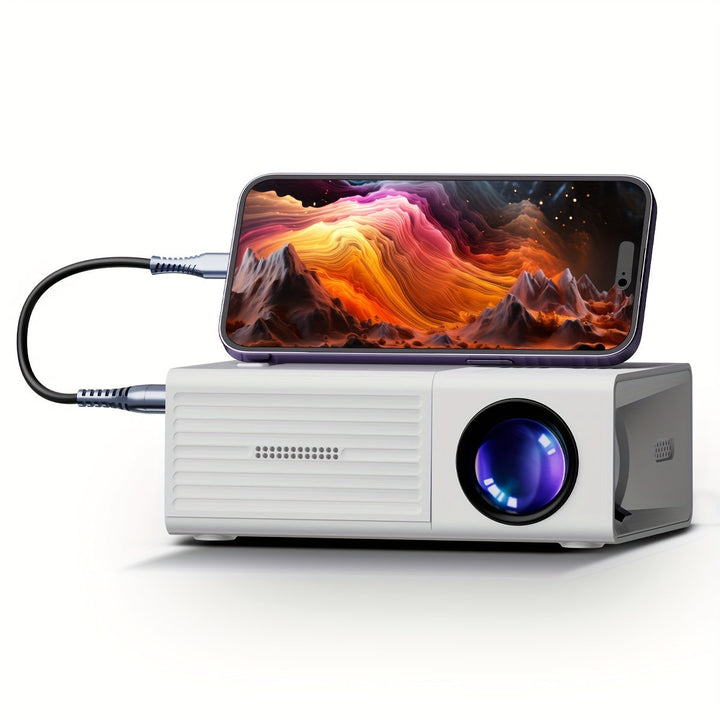 Compacte miniprojector met 3000 lumen helderheid, ideaal voor een thuisbioscoop en presentaties, in een slank design.