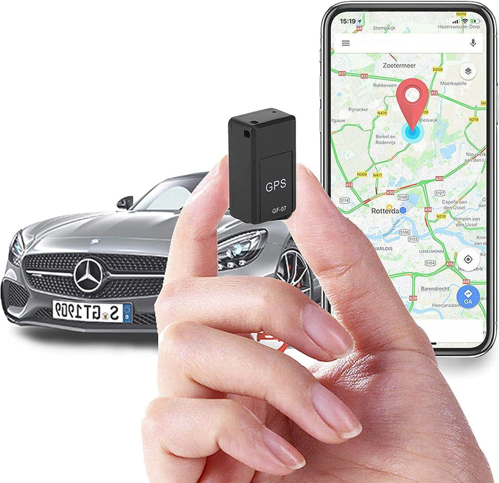 Compacte zwarte mini GPS-tracker met magneet, weerbestendig, ideaal voor het wereldwijd volgen van waardevolle spullen
