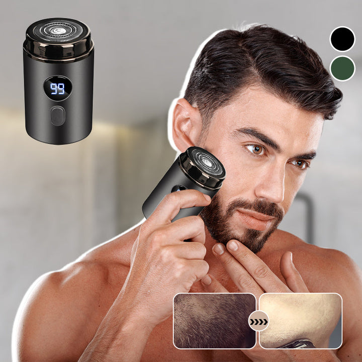 Compact, draagbaar elektrisch scheerapparaat voor heren, mini, USB-C oplaadbaar, wasbaar, voor onderweg, ideaal voor mannen, slank ontwerp.