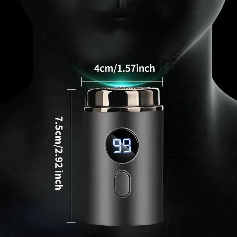 Compact, draagbaar elektrisch scheerapparaat voor heren, mini, USB-C oplaadbaar, wasbaar, voor onderweg, ideaal voor mannen, slank ontwerp.