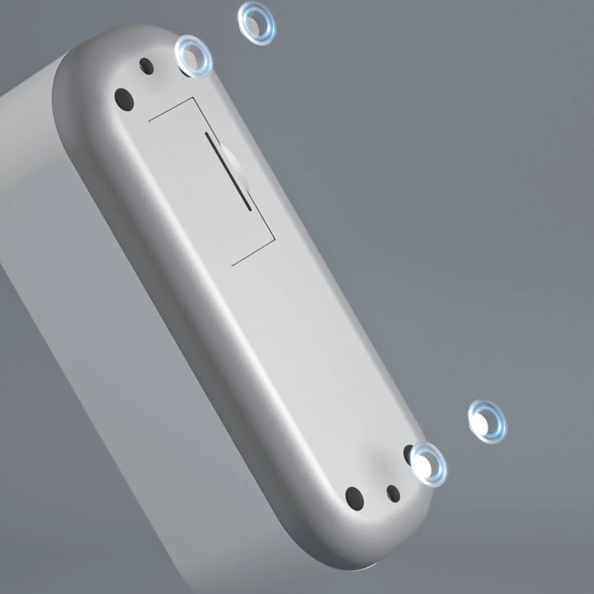 Compacte witte ultrasoonreiniger, ideaal voor 360° reiniging van sieraden en brillen; efficiënte technologie voor thuis.