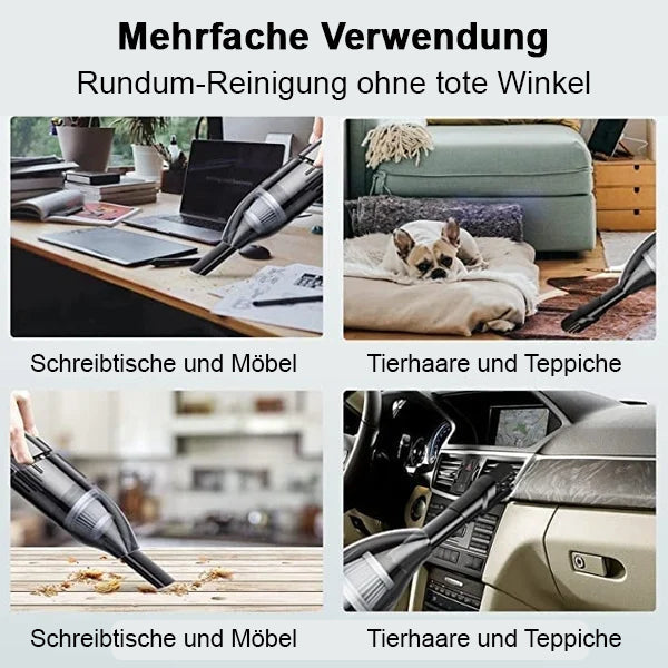 Compacte USB-handstofzuiger, lichtgewicht en krachtig, ideaal voor thuis, kantoor en auto, met veelzijdige accessoires.