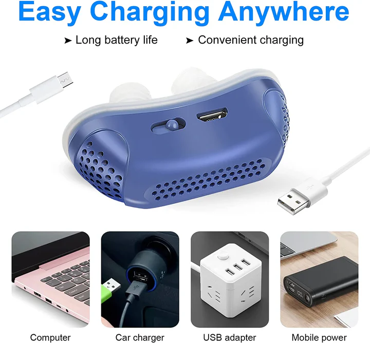Compact Micro CPAP-apparaat van silicagel, draagbaar, via USB oplaadbaar, ideaal voor snurkvermindering en geschikt voor op reis.