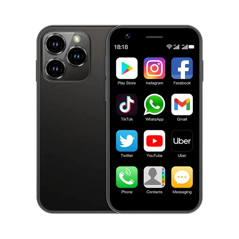 Compacte Mini Android-smartphone met Dual-SIM en 3-inch touchscreen, perfect voor onderweg