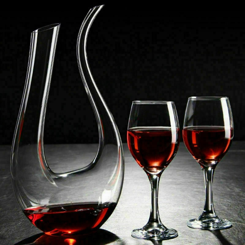 Kristallen U-vormige wijndecanteerkan 1500ml, elegant design, transparant, hoogwaardig kristal, ideaal voor wijnliefhebbers