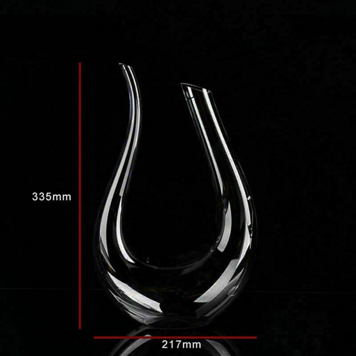 Kristallen U-vormige wijndecanteerkan 1500ml, elegant design, transparant, hoogwaardig kristal, ideaal voor wijnliefhebbers