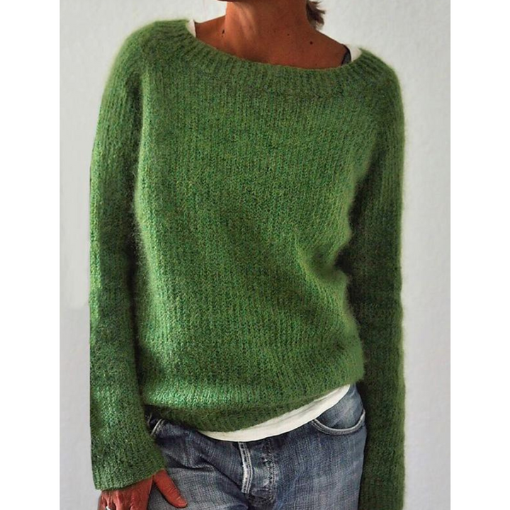 Dames gebreide trui met lange mouwen, warm en elegant, in groen, ideaal voor koud weer, veelzijdig te combineren.