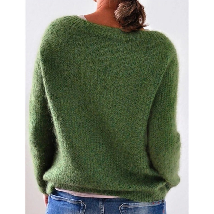 Dames gebreide trui met lange mouwen, warm en elegant, in groen, ideaal voor koud weer, veelzijdig te combineren.