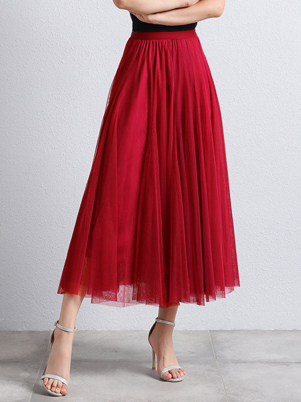 Lange tutu-tule rok voor dames, uitlopend, vloeiend silhouet, midirok, ideaal voor elegante gelegenheden en comfort.