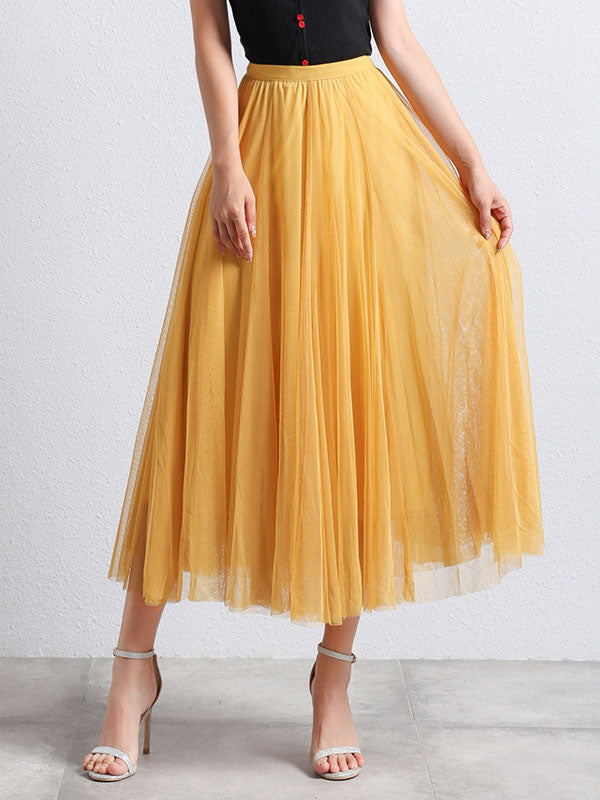 Lange tutu-tule rok voor dames, uitlopend, vloeiend silhouet, midirok, ideaal voor elegante gelegenheden en comfort.