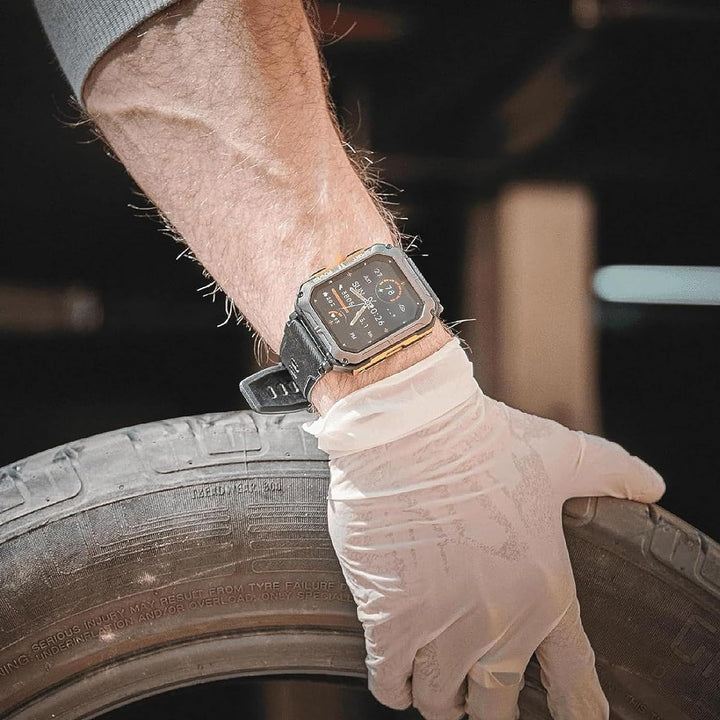 Duurzame militaire smartwatch met robuust design, AMOLED-scherm, titanium behuizing en gezondheidsfuncties, voor buitengebruik