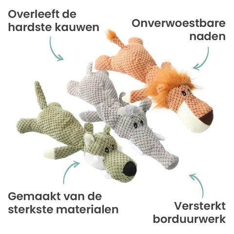 Duurzaam hondenspeelgoed van stof, olifantenontwerp, robuust voor sterke kauwers, bevordert tandverzorging, ideaal voor alle honden.