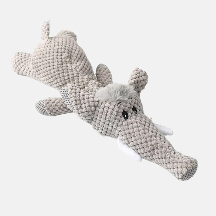 Duurzaam hondenspeelgoed van stof, olifantenontwerp, robuust voor sterke kauwers, bevordert tandverzorging, ideaal voor alle honden.