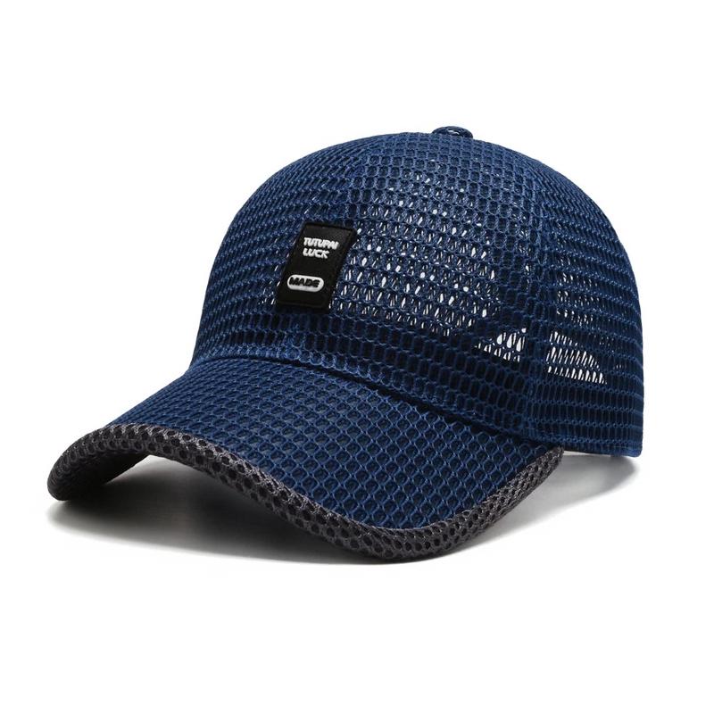 Casual baseballpet met mesh-paneel, verstelbaar, donkerblauw, ideaal voor outdoor zomeravonturen en sporten.