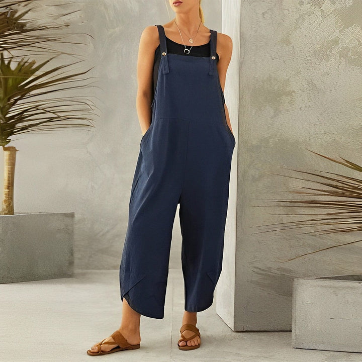 Donkergroene dames salopette, ideaal voor casual gelegenheden en relaxte zomerse dagen.